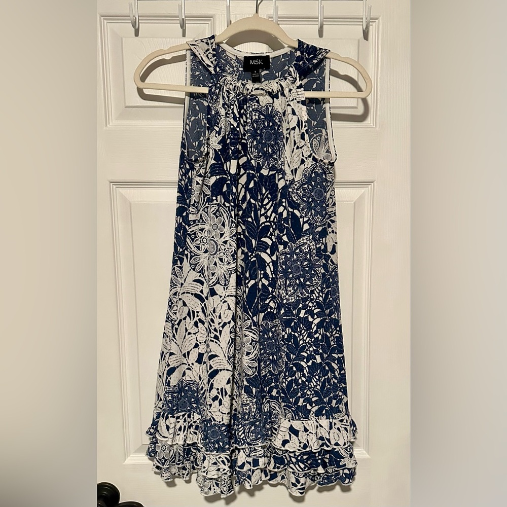 MSK Blue and White Floral Dress